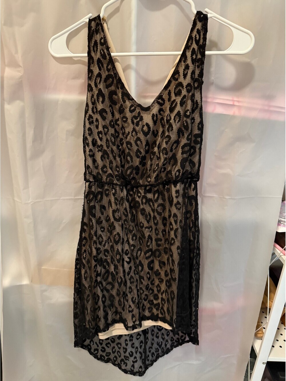 Rewind XS Black Leopard Print Sleeveless Dress